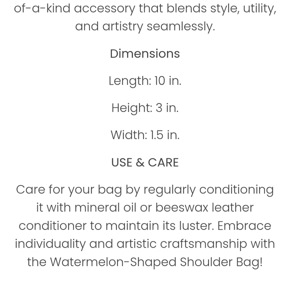 Tudi Frudi Leather Watermelon Shoulder Bag - Picture 8 of 11